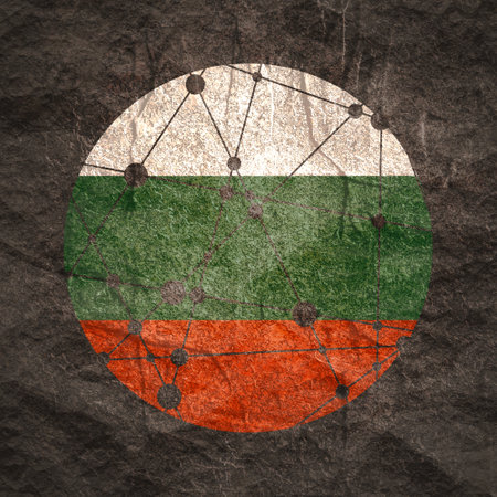 Flag of Bulgaria. Round shape. Connected lines with dots.の写真素材