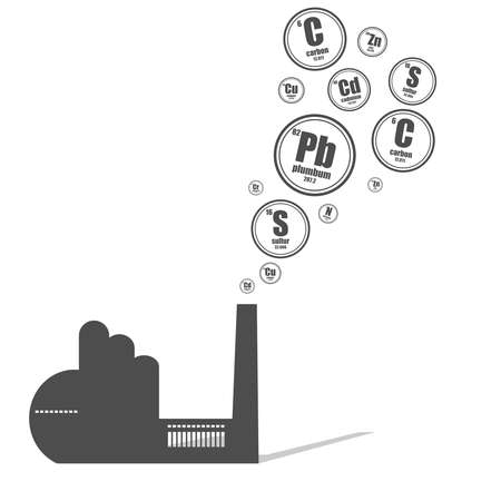 Factory emitting smoke from pipes with hazardous elementsのイラスト素材
