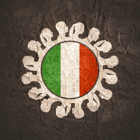 Social networking people conceptual design. Human communication simple icons model. Flag of Italyの写真素材