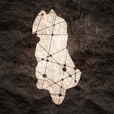 Concept of travel. Map of Albania textured by lines and dots patternの写真素材