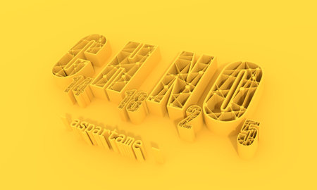 Chemical formula of aspartame. Connected lines with dots. 3D renderingの写真素材