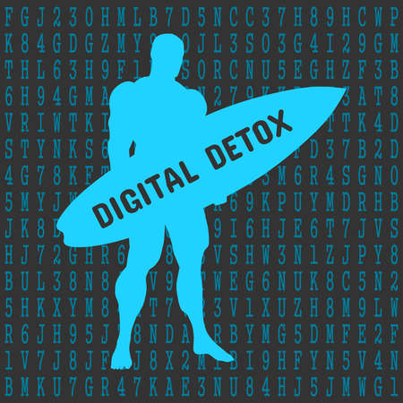 Silhouette of young man with surf boardのイラスト素材