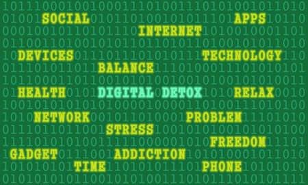 Digital detox concept illustration. Addiction of devicesのイラスト素材