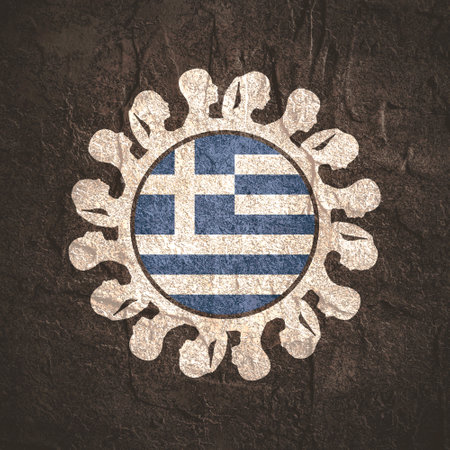 Social networking people conceptual design. Human communication simple icons model. Flag of Greeceの写真素材