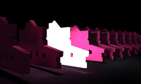 Real estate concept. Neon shine outstanding iconの写真素材