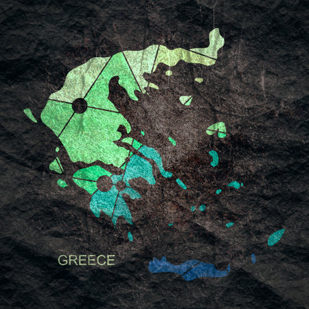 Concept of travel. Map of Greece textured by lines and dots patternの写真素材