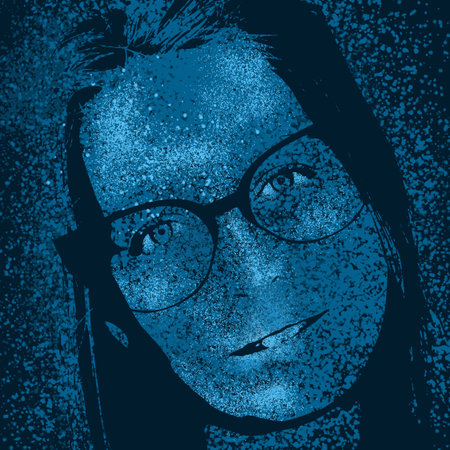 Face front view. Elegant silhouette of a woman wearing spectaclesの写真素材