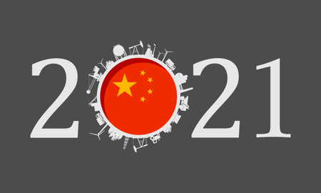Industrial lettering design. Flag of China.