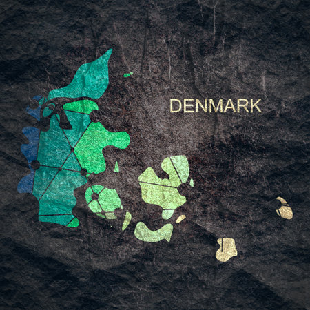 Concept of travel. Map of Denmark textured by lines and dots patternの写真素材