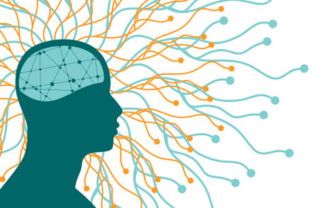 Scientist head and flow of information. Big data concept