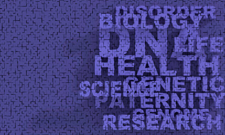 Biochemistry concept. DNA relative words cloud. 3D rendering