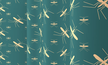 Abstract background. Mosquito silhouette icons. Insect transmitted diseases relative backdrop. 3D...