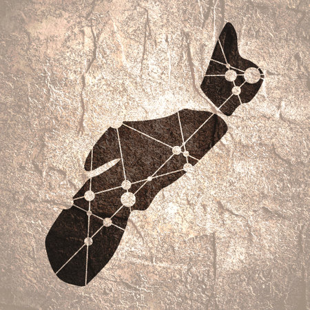 Concept of travel. Map of Nova Scotia textured by lines and dots patternの写真素材