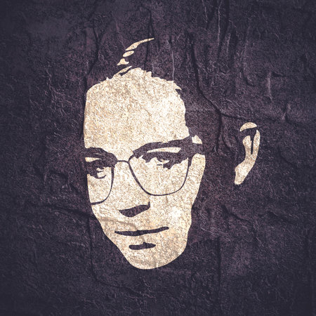 Face front view. Elegant silhouette of a woman wearing spectaclesの写真素材