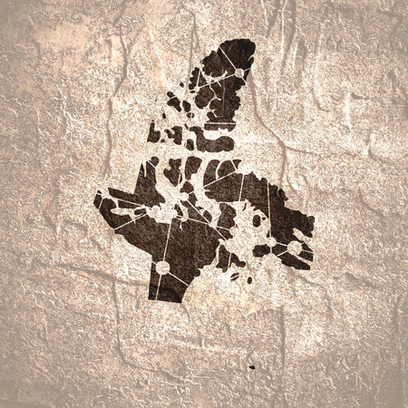 Concept of travel. Map of Nunavut textured by lines and dots patternの写真素材