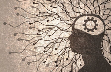 Scientist head and flow of information. Big data conceptの写真素材