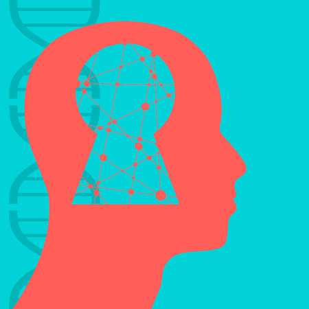 Biochemistry concept. DNA sign. medical research backgroundのイラスト素材