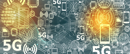 Mobile gadgets technology relative image. 5G network symbol.