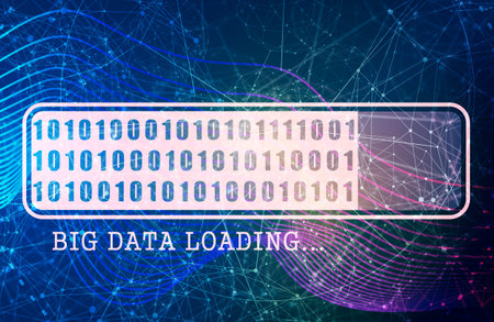 Data code on progress bar. Abstract decryption and encoding, row matrixの写真素材