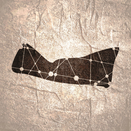 Concept of travel. Map of Prince Edward Island textured by lines and dots patternの写真素材