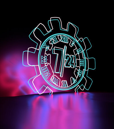 For customer support and retail. Seven days twenty four hours. 3D renderingの写真素材