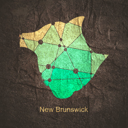 Concept of travel. Map of New Brunswick textured by lines and dots patternの写真素材