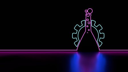 Chemical laboratory scientific experiment equipment. 3D renderingの写真素材