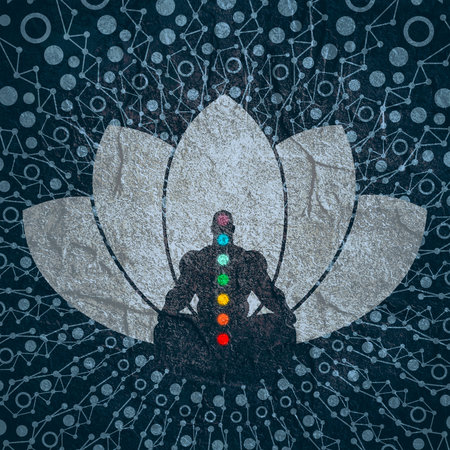 Bodybuilder relaxing. Human silhouette. Connected lines with dotsの写真素材