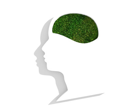 Profile of the head of a man. Mental health relative design template. Scientific medical designs. 3D renderingの写真素材