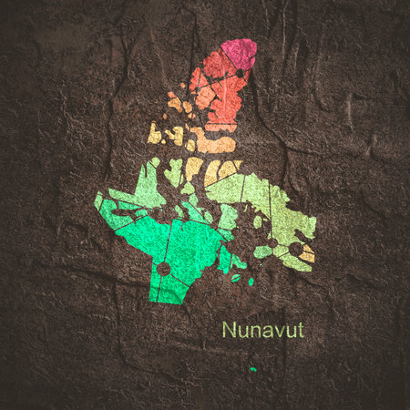 Concept of travel. Map of Nunavut textured by lines and dots patternの写真素材