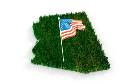 Concept of ecology and travel. Geography of USA. 3D renderingの写真素材