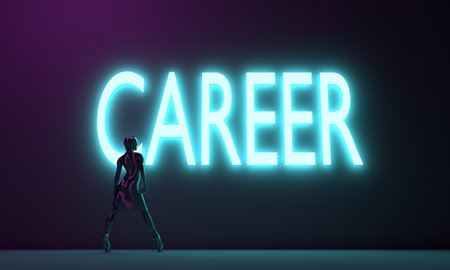 Human resources and self development. Neon shine text. 3D rendering.の写真素材