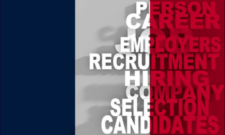 Human resources and self development. Typography poster with recruitment relative words cloud. 3D...