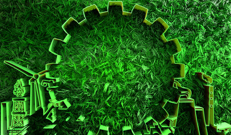 Energy generation and heavy industry. Ecology concept. 3D renderingの写真素材