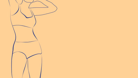 Beautiful sexy fitness girl. Pretty fit woman posing. Pink lingerieのイラスト素材