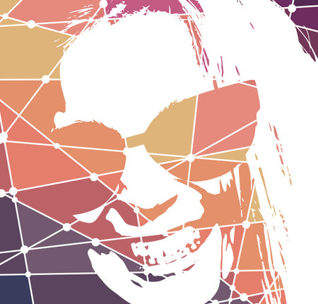 Face front view. Elegant silhouette of a woman wearing spectaclesのイラスト素材