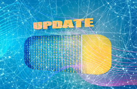 Upload process bar with machine code. 3D rendering