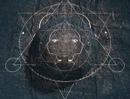 Mystery symbol. Witchcraft, occult and alchemy sign. 3d renderingの写真素材