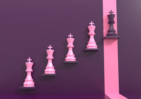 Leadership concept with chess figures. 3D Renderingの写真素材