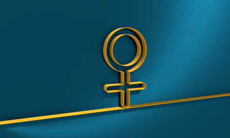 Hieroglyphic astrology sign of Venus. Thin line style. 3D renderingの写真素材