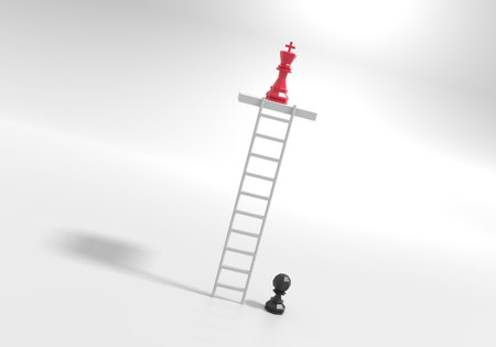 Leadership concept with chess figures. 3D Renderingの写真素材