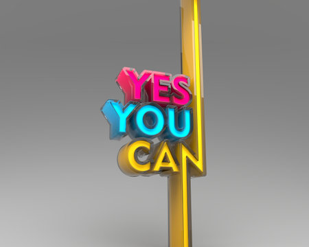 Yes you can phrase. Creative typography poster concept. 3D renderingの写真素材