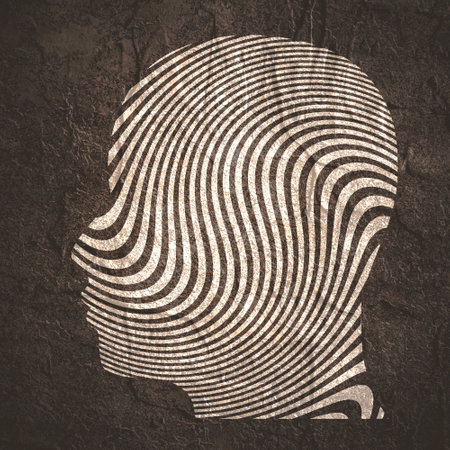 Human head decorated with curved linesの写真素材