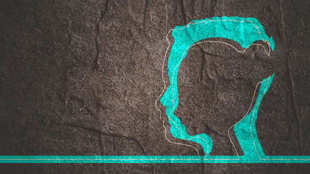 Woman head in the shadow of a man headの写真素材
