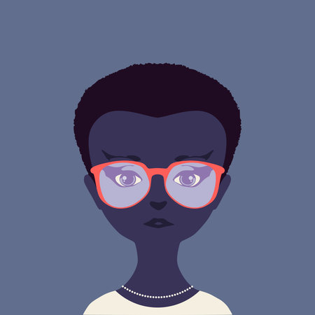 Young woman avatar. Afro American teenage girl.のイラスト素材