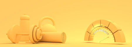 Fitness equipment for healthy lifestyle and wellbeing. 3D rendering