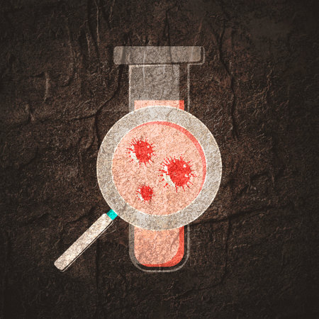 Glass laboratory chemical test tubes with liquidの写真素材