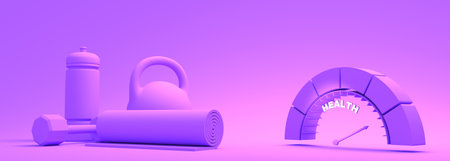 Fitness equipment for healthy lifestyle and wellbeing. 3D rendering