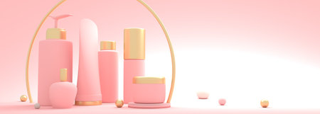 Cosmetology body care concept. 3D renderingの写真素材