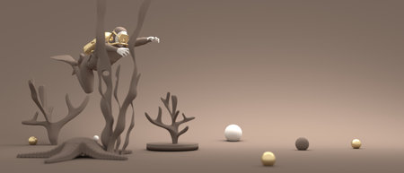 The concept of sport diving. 3D rendering.